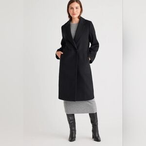 Quince Italian Wool Classic Single-Breasted CoatIn Black $175, Sz XS, New!